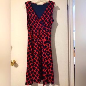 Red‎ & Black Faux Wrap Dress size Large